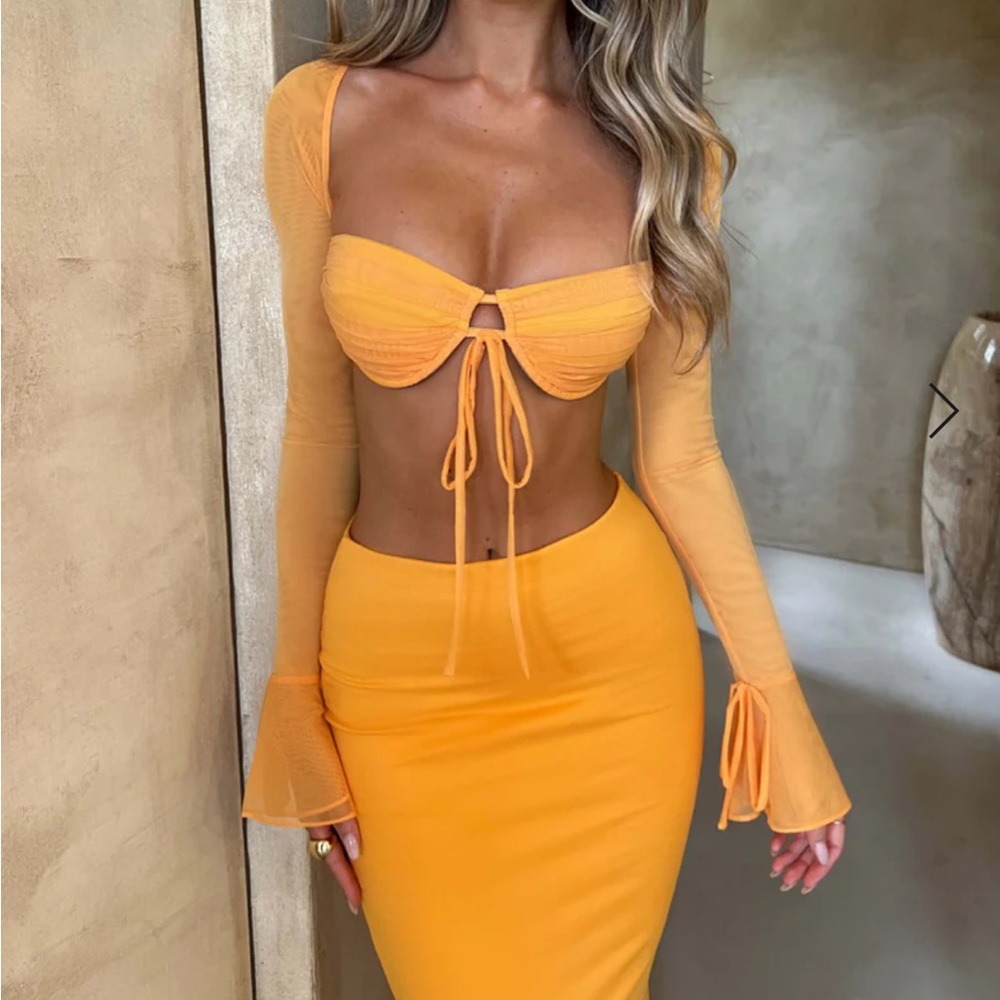 Babyboo tangerine co-ord set - Priscilla top and Astrid maxi skirt